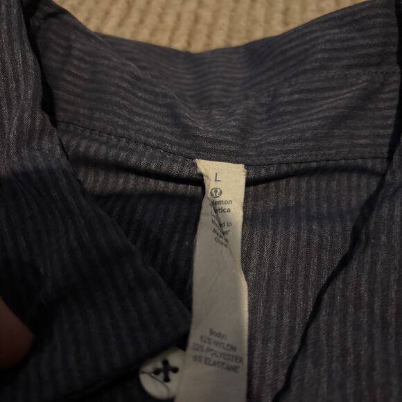 Lululemon Men's Sz L Bonded Voyage L/S Stretch Shirt Heather Blue Stripe M090803 - Picture 5 of 10